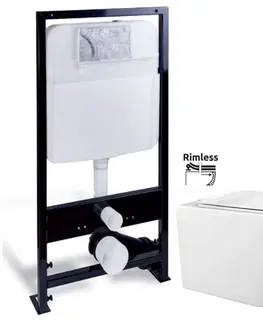 WC sedátka PRIM předstěnový instalační systém bez tlačítka + WC REA  Raul Rimless + SEDÁTKO PRIM_20/0026 X RA1