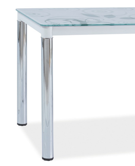Jídelní stoly Jídelní stůl NEFON 2 100x60 cm, sklo/bílá-chrom