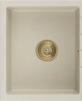 Sifony k pračkám MEXEN/S Bruno granitový dřez 1 s odkapávačem 795x495 mm, béžová, + zlatý sifon 6513791010-69-G