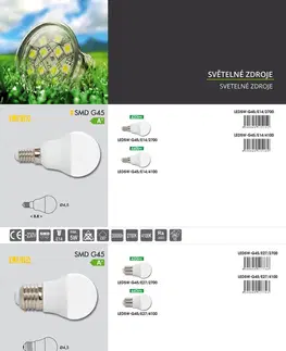 LED žárovky Ecolite LED mini globe E14, 5W, 2700K, 430lm LED5W-G45/E14/2700