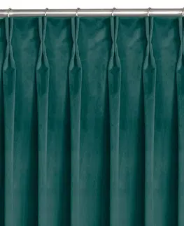Záclony Závěs Homede Vila II s řasící páskou a dvojitým záhybem tmavě zelený, velikost 530x300