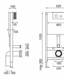 Záchody REA Podomítkový modul pro WC závěsné mísy s tlačítkem F Chrome KPL-90010