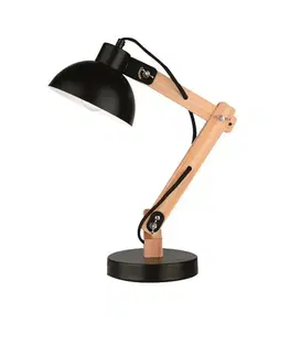 Stolní lampy do kanceláře NOVA LUCE stolní lampa LILA černý kov a přírodní dřevo E27 1x12W 230V IP20 bez žárovky 671602