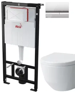 WC sedátka ALCADRAIN Sádromodul předstěnový instalační systém s chromovým tlačítkem M1721 + WC LAUFEN PRO + SEDÁTKO AM101/1120 M1721 LP3