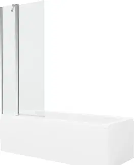 Vany MEXEN/S Cubik obdélníková vana 160 x 70 cm s panelem + vanová zástěna 80 cm, transparent, chrom 550316070X9408110100