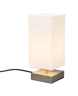Stolni lampy Moderní stolní lampa bílá s ocelí - Milo