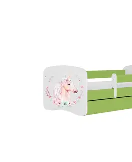 Dětské postýlky Kocot kids Dětská postel Babydreams kůň zelená, varianta 70x140, se šuplíky, s matrací