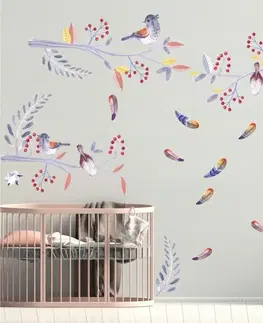 Zvířátka Roztomilá nálepka na zeď do dětského pokoje ptáčci a halenky