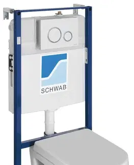 Záchody SAPHO Závěsné WC NERA s podomítkovou nádržkou a tlačítkem Schwab, bílá NS952-SET5
