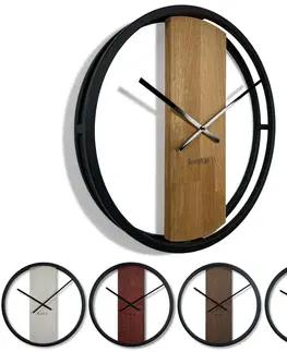 Nástěnné hodiny Mahagonové nástěnné hodiny ze dřeva a kovu 50 cm