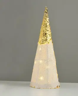 LED osvětlení na baterie ACA Lighting  šampaň zlatá + bílá dekorační kuželový strom 20 WW LED na baterie 3xAA, IP20 pr.18.5x50cm X1120118