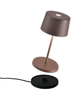 Venkovní osvětlení terasy Zafferano Zafferano Olivia mini 3K dobíjecí stolní lampa corten