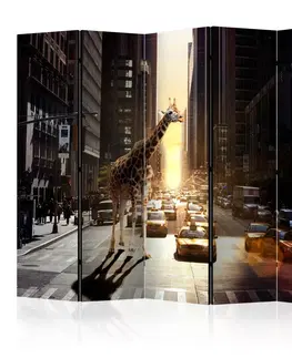 Paravány Paraván Giraffe in the Big City Dekorhome 225x172 cm (5-dílný)
