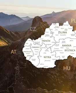Obrazy mapy Obraz mapa Slovenska s pozadím hor