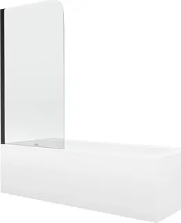 Vany MEXEN/S Vega obdélníková vana 150 x 70 cm s panelem  + vanová zástěna 70 cm, transparent,  černá 550115070X9007017000