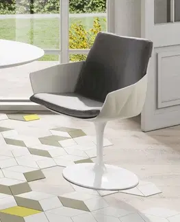 Luxusní jídelní židle Estila Bílá futuristická moderní otočná židle VITO bílá