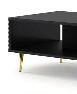 Konferenční stolky ARTBm Konferenční stolek RAVENNA C 90 | černá lesklá Provedení: Černá / černý lesk / zlatá podnož