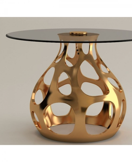 Kulaté jídelní stoly KARE Design Jídelní stůl Volcano - zlatý, Ø120cm