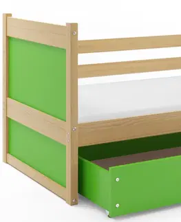 Postele Detská posteľ RICO 1 / BOROVICA 185x80 Barva: Zelená