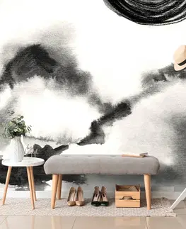 Černobílé tapety Tapeta černobílá japonská malba
