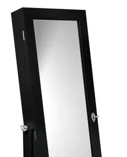 Toaletní stolky Černá šperkovnice se zrcadlem 41,5 x 36,5 x 147 cm