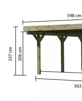 Garáže Dřevěný přístřešek / carport CLASSIC 2A s plechy Lanitplast