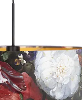 Zavesna svitidla Závěsná lampa s velurovými odstíny květin se zlatem 50 cm - Combi