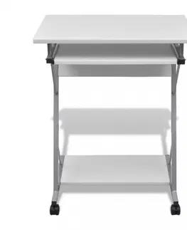 Pracovní stoly Počítačový stůl na kolečkách Dekorhome Bílá