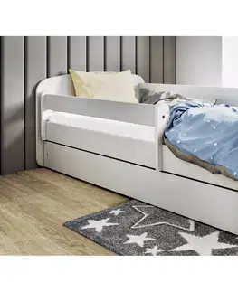 Dětské postýlky Kocot kids Dětská postel Babydreams bagr bílá, varianta 70x140, se šuplíky, bez matrace