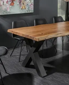 Designové a luxusní jídelní stoly Estila Industriální jídelní stůl Mammut z akáciového masivu a s kovovými nohami 300cm