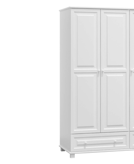 Šatní skříně Skříň 3D BHAGIRA 1, šíře 133 cm, masiv borovice, moření: bílé