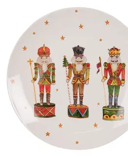 Talíře Porcelánový dezertní talířek s Louskáčky Happy Little Christmas  - Ø 20 cm Clayre & Eef HLCDP