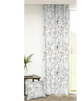 Závěsy Závěs dekorační nebo látka, Fine Jasanové listí, šedá a béžová, 150 cm 150 cm