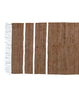 Koberce a koberečky Hnědý bavlněný koberec s pruhy a třásněmi Rag walnut - 70*160 cm Chic Antique 16089920 (16899-20)