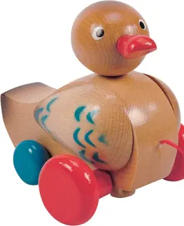 Hračky WOODY - Tahací kachna klapací - hnědá