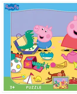 Hračky puzzle DINO - Peppa Pig Si Hraje 12 dílků Deskové Tvary Puzzle
