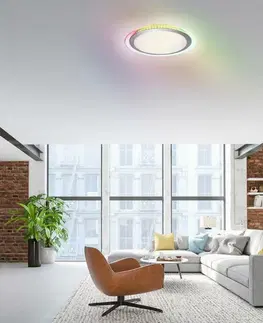 LED stropní svítidla LEUCHTEN DIREKT is JUST LIGHT LED stropní svítidlo ploché 45x45cm, kruhové, bílé, stmívatelné, hra barev, CCT LED panel RGB+2700-5000K