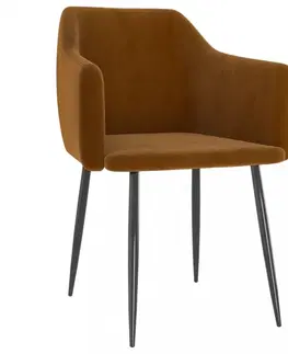 Židle Jídelní židle 2 ks samet / kov Dekorhome Hnědá