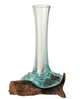 Dekorativní vázy Skleněná úzká váza na kořenu dřeva Gamal S - 17*13*16 cm J-Line by Jolipa 1732