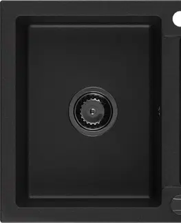 Sifony k pračkám MEXEN/S Andres granitový dřez 1.5 s odkapávačem 1000 x 500 mm černý, černý sifon 6515101510-77-B