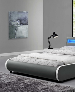 Postele EULEM čalouněná postel s roštem 180x200 cm, šedá