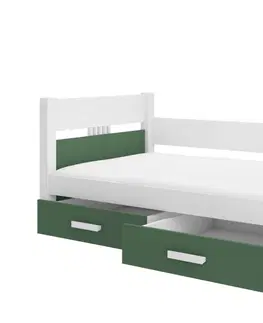 Postele ArtAdrk Jednolůžková postel BIBI | 90 x 200 cm Barva: bílá / zelená