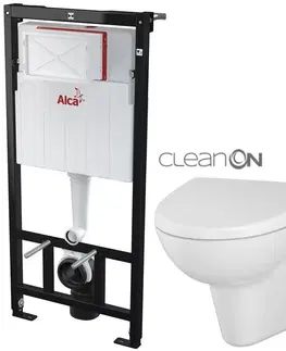 WC sedátka Výrobci ALCADRAIN Sádromodul předstěnový instalační systém bez tlačítka + WC CERSANIT CLEANON PARVA + SEDÁTKO AM101/1120 X PA1