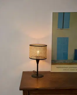 Designové stolní lampy FARO MAMBO S černá/ratan stolní lampa