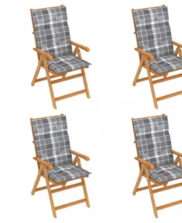 Zahradní židle Skládací zahradní židle 4 ks s poduškami Dekorhome Vínová