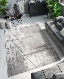Moderní koberce Béžovo šedý designový koberec s abstraktním vzorem Šířka: 80 cm | Délka: 150 cm
