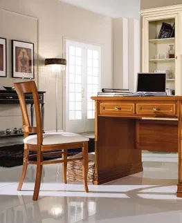 Stylové a luxusní pracovní a psací stoly Estila Luxusní rustikální psací stůl Lanes se šesti šuplíky z masivního dřeva v hnědé barvě 140 cm