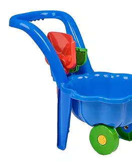 Hračky na zahradu BAYO - Dětské zahradní kolečko s lopatkou a hráběmi Sedmikráska modré