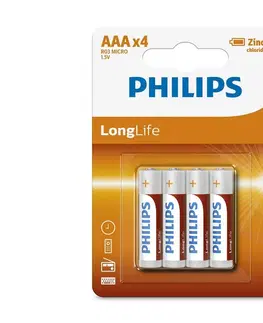 Baterie primární Philips Philips R03L4B/10 - 4 ks Zinkochloridová baterie AAA LONGLIFE 1,5V 450mAh 