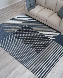 Moderní koberce Designový koberec v modré barvě s pruhy